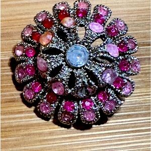 Vintage Pink Rhinestone Brooch